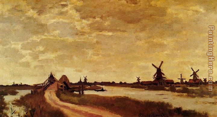 Windmills at Haaldersbroek Zaandam painting - Claude Monet Windmills at Haaldersbroek Zaandam art painting